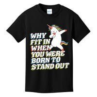 Why Fit In When You Were Born To Stand Out Autism Unicorn Gift Kids T-Shirt