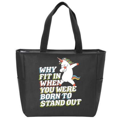 Why Fit In When You Were Born To Stand Out Autism Unicorn Gift Zip Tote Bag