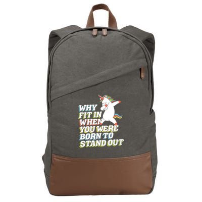 Why Fit In When You Were Born To Stand Out Autism Unicorn Gift Cotton Canvas Backpack