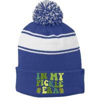 Women Funny In My Pickle Era Retro Girl Gift Stripe Pom Pom Beanie