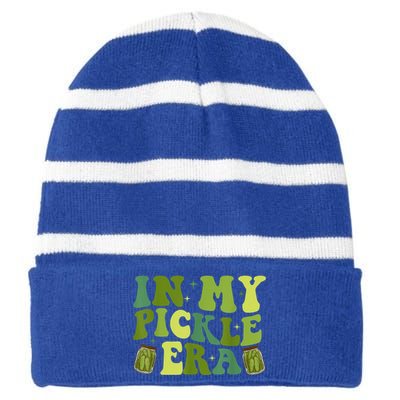 Women Funny In My Pickle Era Retro Girl Gift Striped Beanie with Solid Band