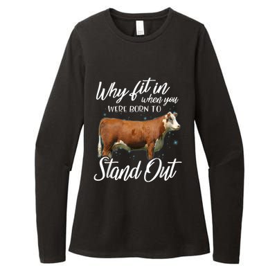 Why Fit In When You Were Born To Stand Out Hereford Cattle Womens CVC Long Sleeve Shirt