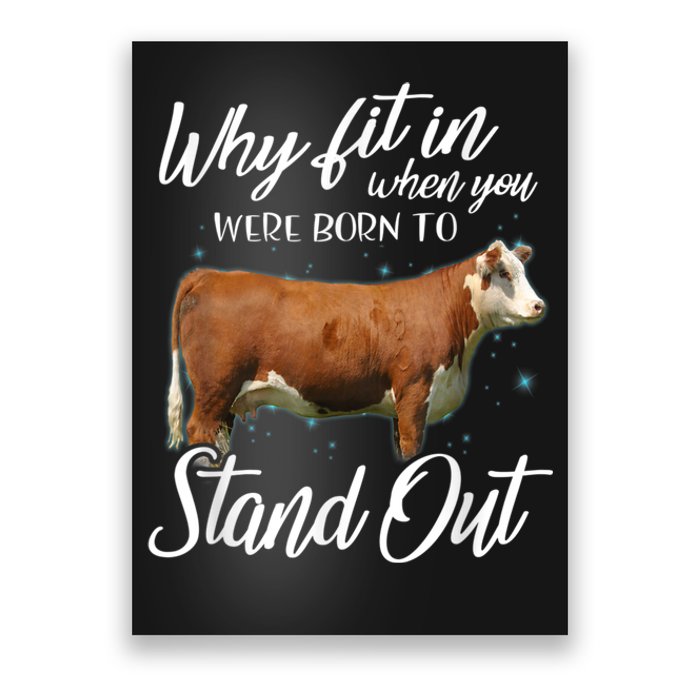 Why Fit In When You Were Born To Stand Out Hereford Cattle Poster