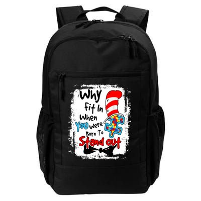Why Fit In Autism Awareness Doctor Teacher Cat In Hat Book Design Backpack