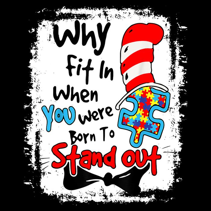 Why Fit In Autism Awareness Doctor Teacher Cat In Hat Book Design 16 in Basic Backpack