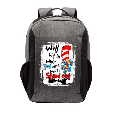 Why Fit In Autism Awareness Doctor Teacher Cat In Hat Book Design Vector Backpack