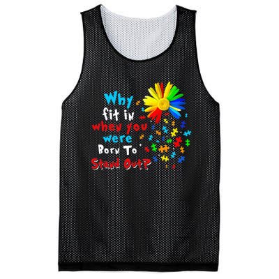 Why Fit In When You Were Born To Stand Out Autism Awareness Mesh Reversible Basketball Jersey Tank