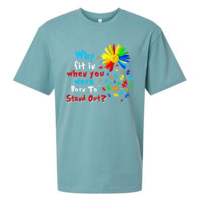 Why Fit In When You Were Born To Stand Out Autism Awareness Sueded Cloud Jersey T-Shirt