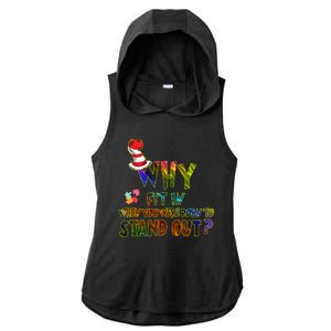 Why Fit In When You Were Born To Stand Out Autism Awareness Ladies PosiCharge Tri-Blend Wicking Draft Hoodie Tank