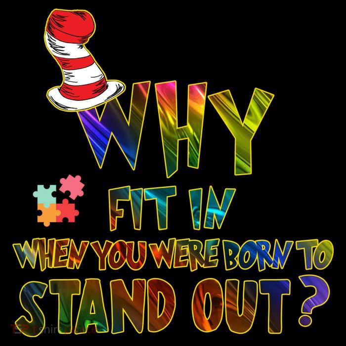 Why Fit In When You Were Born To Stand Out Autism Awareness Stripe Pom Pom Beanie