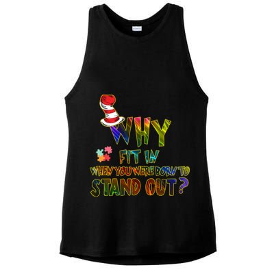 Why Fit In When You Were Born To Stand Out Autism Awareness Ladies PosiCharge Tri-Blend Wicking Tank