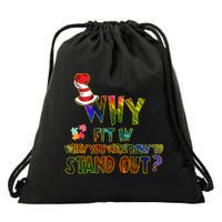 Why Fit In When You Were Born To Stand Out Autism Awareness Drawstring Bag