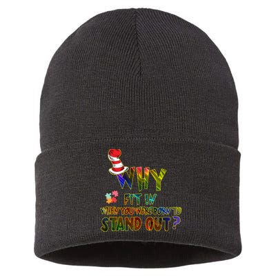 Why Fit In When You Were Born To Stand Out Autism Awareness Sustainable Knit Beanie