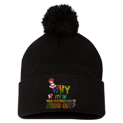 Why Fit In When You Were Born To Stand Out Autism Awareness Pom Pom 12in Knit Beanie