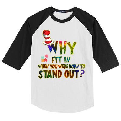 Why Fit In When You Were Born To Stand Out Autism Awareness Kids Colorblock Raglan Jersey