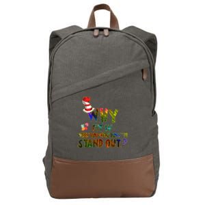 Why Fit In When You Were Born To Stand Out Autism Awareness Cotton Canvas Backpack