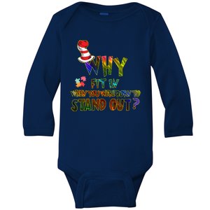 Why Fit In When You Were Born To Stand Out Autism Awareness Baby Long Sleeve Bodysuit