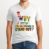 Why Fit In When You Were Born To Stand Out Autism Awareness V-Neck T-Shirt