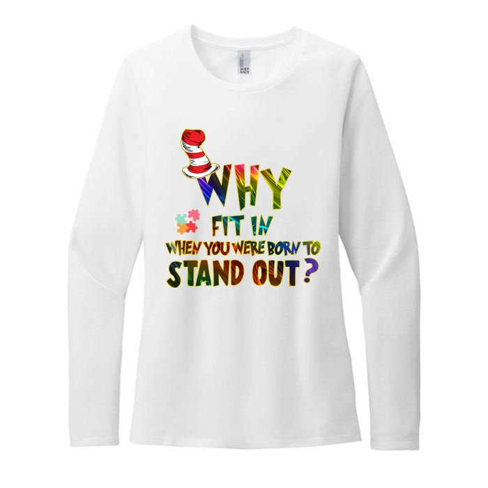 Why Fit In When You Were Born To Stand Out Autism Awareness Womens CVC Long Sleeve Shirt