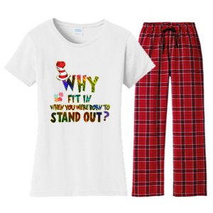 Why Fit In When You Were Born To Stand Out Autism Awareness Women's Flannel Pajama Set