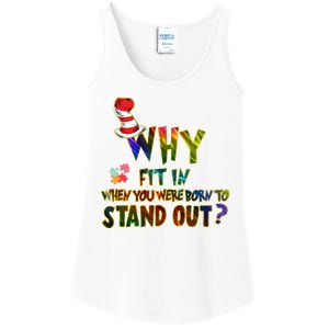 Why Fit In When You Were Born To Stand Out Autism Awareness Ladies Essential Tank