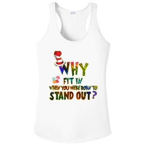 Why Fit In When You Were Born To Stand Out Autism Awareness Ladies PosiCharge Competitor Racerback Tank