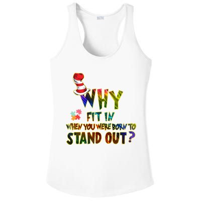 Why Fit In When You Were Born To Stand Out Autism Awareness Ladies PosiCharge Competitor Racerback Tank