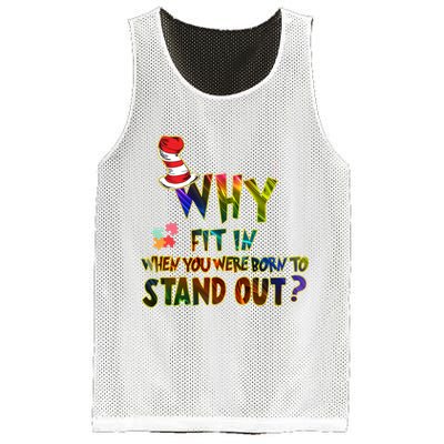 Why Fit In When You Were Born To Stand Out Autism Awareness Mesh Reversible Basketball Jersey Tank