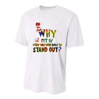 Why Fit In When You Were Born To Stand Out Autism Awareness Youth Performance Sprint T-Shirt
