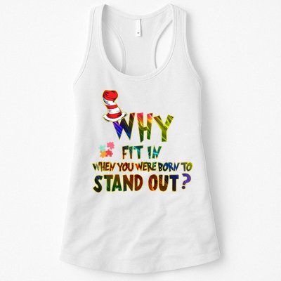Why Fit In When You Were Born To Stand Out Autism Awareness Womens Tank Top