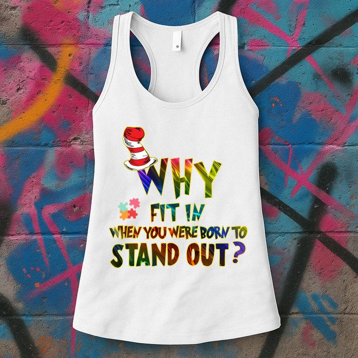 Why Fit In When You Were Born To Stand Out Autism Awareness Womens Tank Top