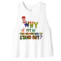 Why Fit In When You Were Born To Stand Out Autism Awareness Women's Racerback Cropped Tank