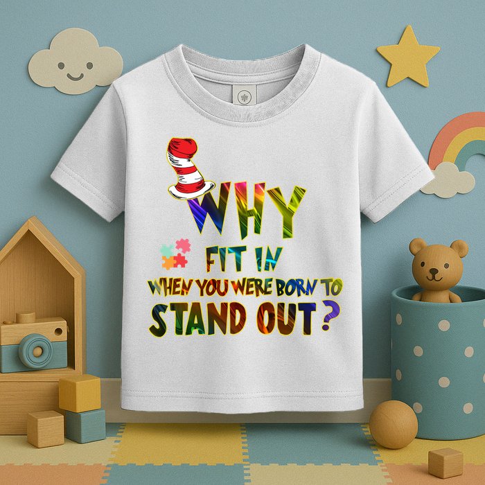 Why Fit In When You Were Born To Stand Out Autism Awareness Toddler T-Shirt