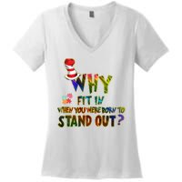 Why Fit In When You Were Born To Stand Out Autism Awareness Women's V-Neck T-Shirt