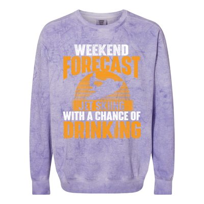 Weekend Forecast Jet Skiing Jet Ski Lover Vacation Funny Gift Colorblast Crewneck Sweatshirt