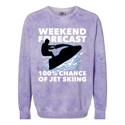 Weekend Forecast Jet Skiing Skier Motorboat Racer Great Gift Colorblast Crewneck Sweatshirt