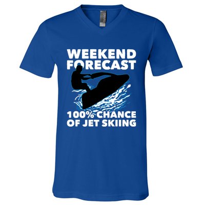 Weekend Forecast Jet Skiing Skier Motorboat Racer Great Gift V-Neck T-Shirt