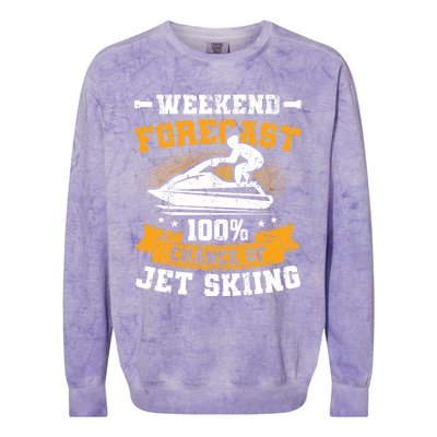 Weekend Forecast Jet Skiing Funny Jet Ski Gift Colorblast Crewneck Sweatshirt