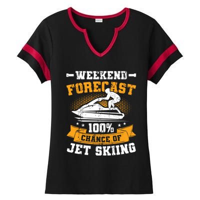 Weekend Forecast Jet Skiing Funny Jet Ski Gift Ladies Halftime Notch Neck Tee