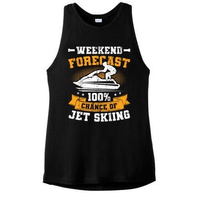 Weekend Forecast Jet Skiing Funny Jet Ski Gift Ladies PosiCharge Tri-Blend Wicking Tank