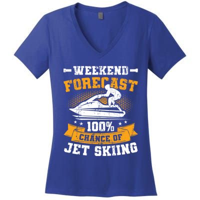 Weekend Forecast Jet Skiing Funny Jet Ski Gift Women's V-Neck T-Shirt