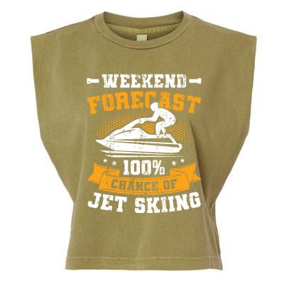 Weekend Forecast Jet Skiing Funny Jet Ski Gift Garment-Dyed Women's Muscle Tee