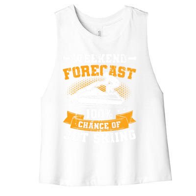 Weekend Forecast Jet Skiing Funny Jet Ski Gift Women's Racerback Cropped Tank