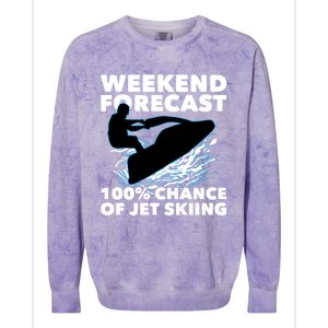 Weekend Forecast Jet Skiing Gift Skier Motorboat Racer Gift Colorblast Crewneck Sweatshirt