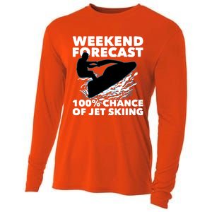 Weekend Forecast Jet Skiing Gift Skier Motorboat Racer Gift Cooling Performance Long Sleeve Crew