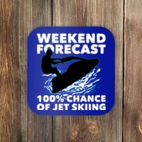 Weekend Forecast Jet Skiing Gift Skier Motorboat Racer Gift Coaster