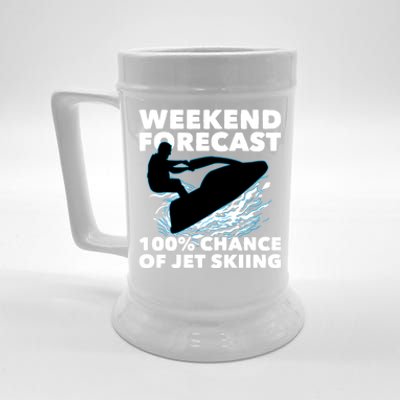 Weekend Forecast Jet Skiing Gift Skier Motorboat Racer Gift Beer Stein