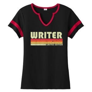 WRITER Funny Job Title Profession Birthday Worker Idea Ladies Halftime Notch Neck Tee