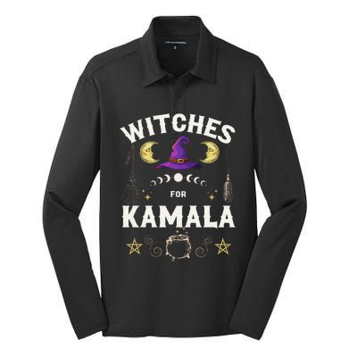 Witches For Kamala Harris Political Election Silk Touch Performance Long Sleeve Polo