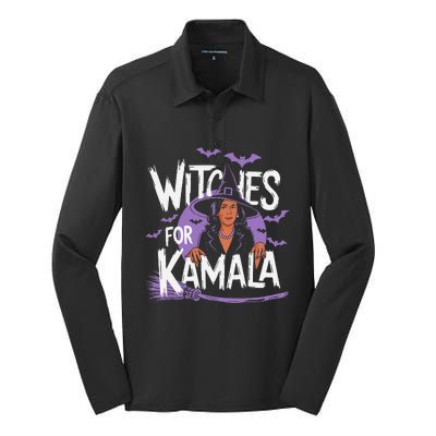 Witches For Kamala Harris Political Election 2024 Silk Touch Performance Long Sleeve Polo